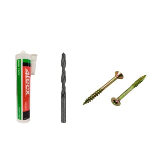 Bevestiging set (lijm + boor + schroeven)
