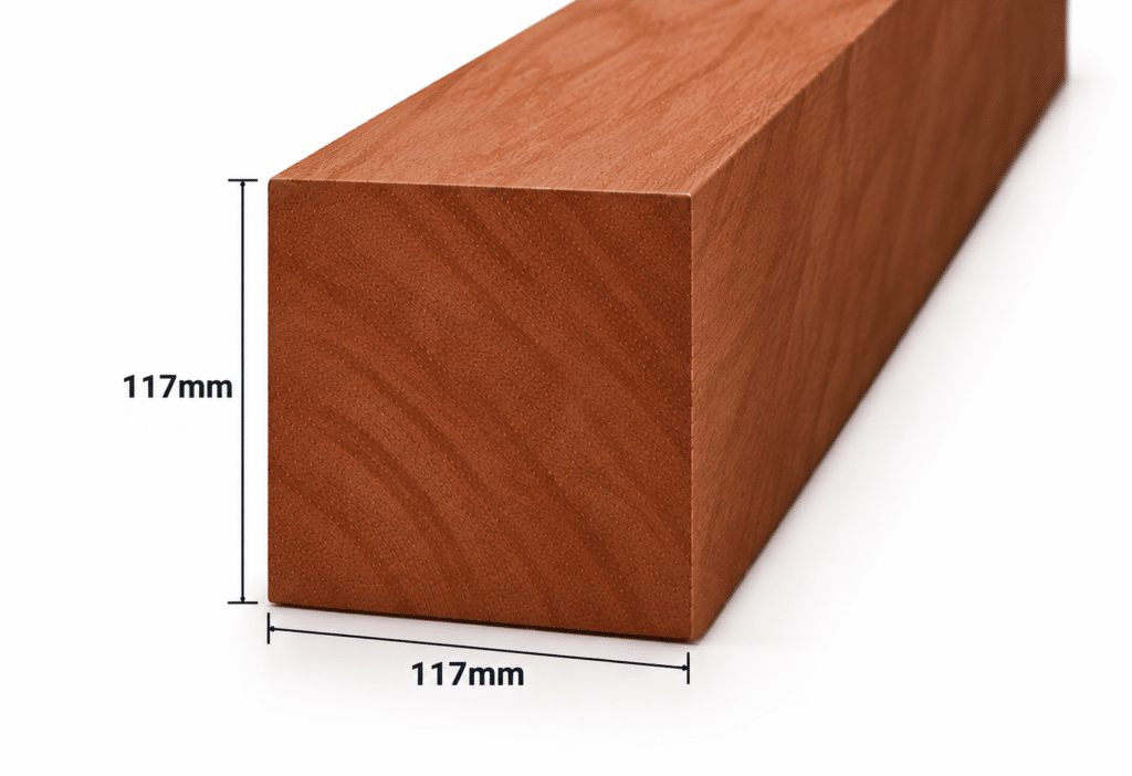 Geschaafd meranti hout 117mm – rondom glad