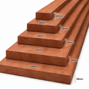 Geschaafd meranti hout 28mm – rondom glad