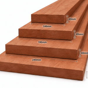 Geschaafd meranti hout 40mm – rondom glad