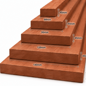 Geschaafd meranti hout 45mm – rondom glad