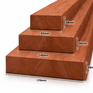 Geschaafd meranti hout 58mm – rondom glad