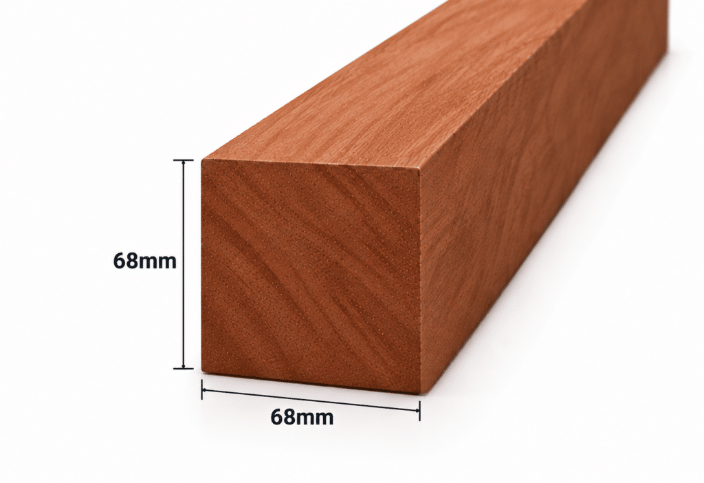 Geschaafd meranti hout 68mm – rondom glad