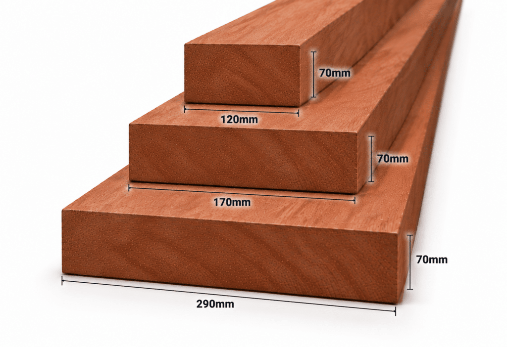 Meranti geschaafd 70mm – rondom glad