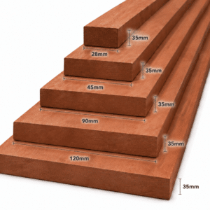 Geschaafd meranti hout 35mm – rondom glad