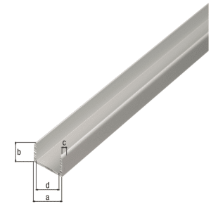 Aluminium U-profiel zelfklemmend, zilver geanodiseerd