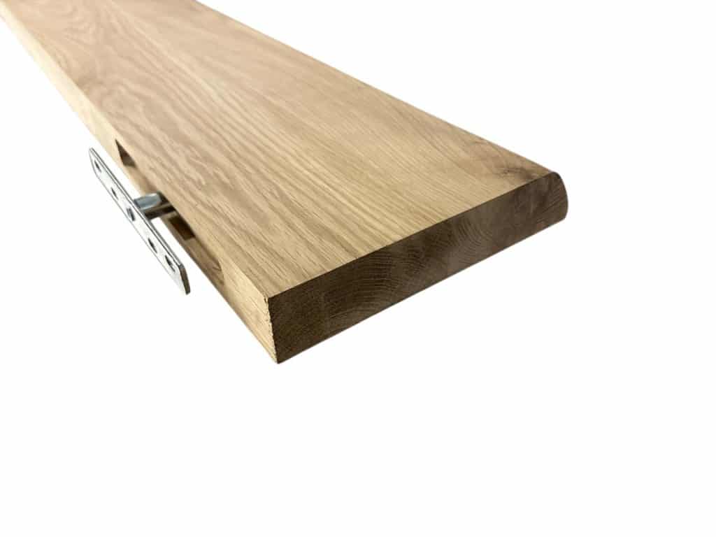 Massief eiken wandplank met boomstamrand