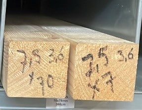 Vuren regels opruiming 70x75mm 360cm