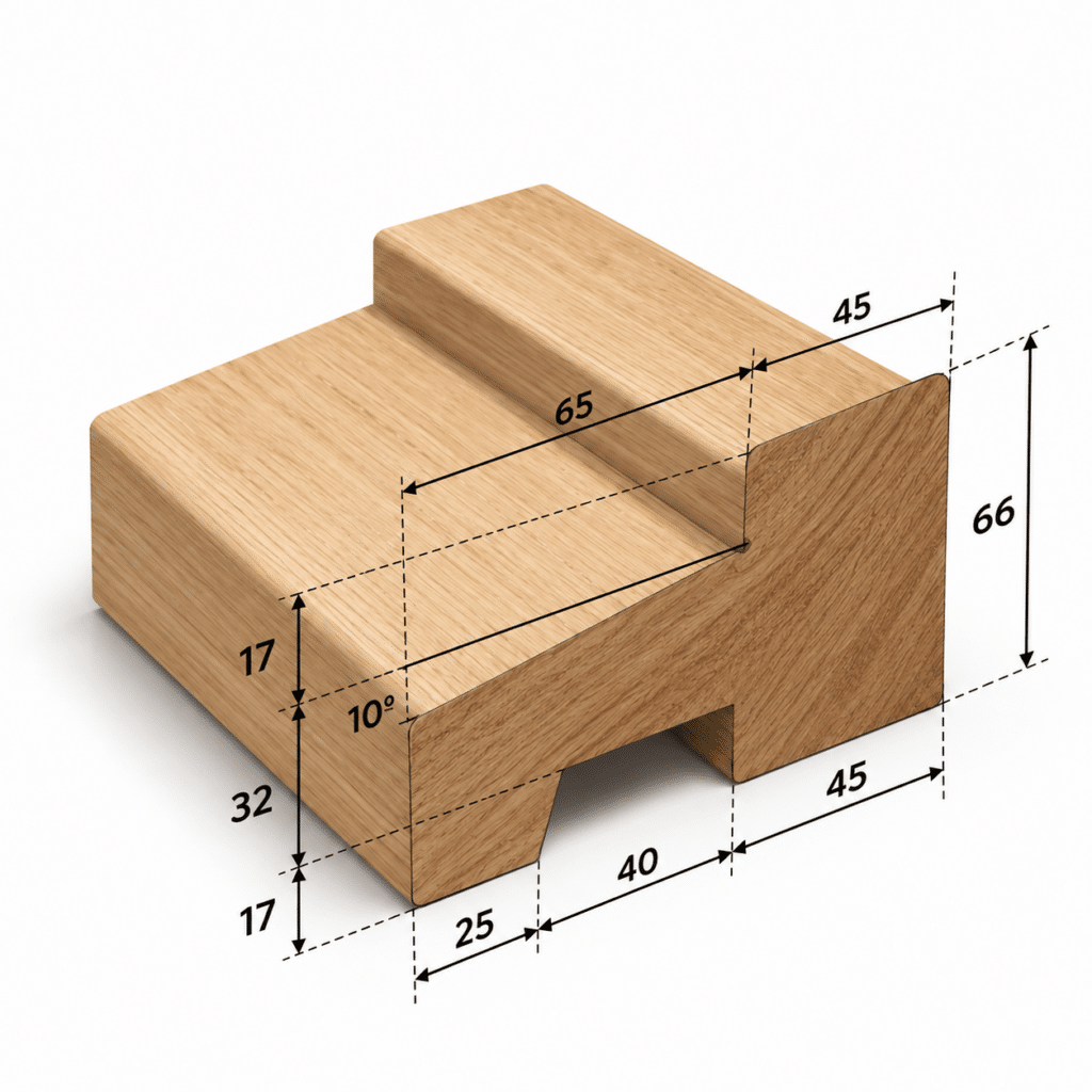 Eiken kozijnhout | Onderdorpel C | 66x110mm | Prime