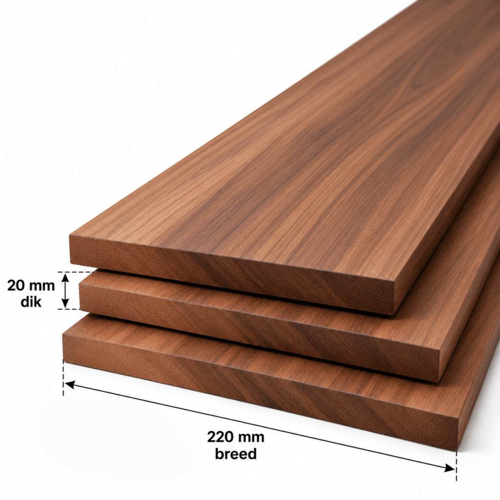 Amerikaans noten planken geschaafd 20x220mm