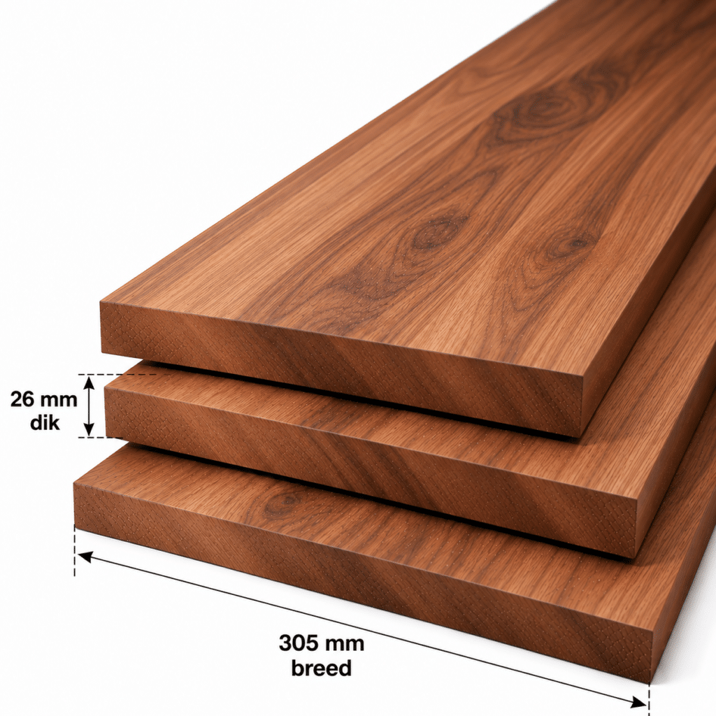 Amerikaans noten planken geschaafd 26x305mm